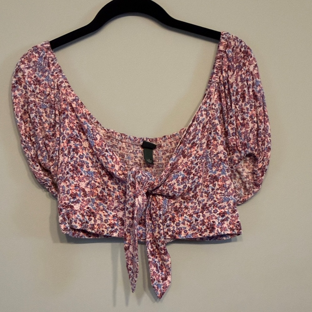 Wild Fable Pink and Purple Floral Crop Top